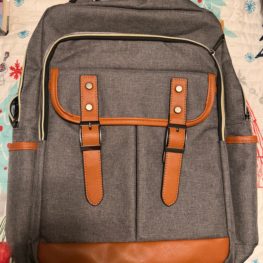 Stylish Gray and Brown laptop  Backpack